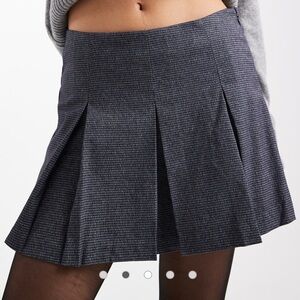 Classic Pleated Mini Skirt in Charcoal Gray